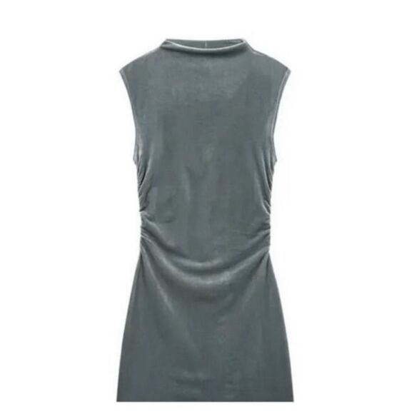 Reformation Alden Velvet Knit Dress Silver Velvet Size L NEW - Picture 1 of 5